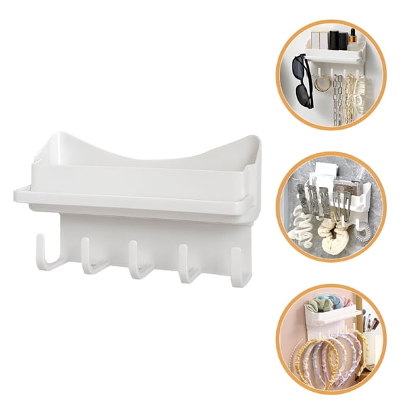 LAMIRO Wall Key Holder with Adhesive Hooks & Tray for Mail,Jewelry,Coats & Umbrella