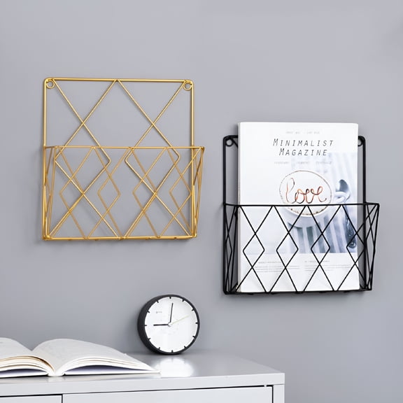 LAMIRO Wall Mount File Organizer,Golden