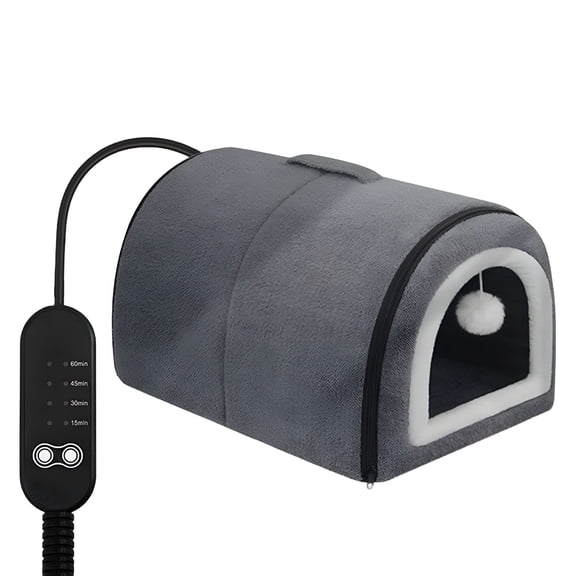 LAMIRO Warm Cat Shelter, Soft and Self Warming Kitten Beds, Mat Heated Cat Bed, Waterproof Outdoor Heated Cat House,Warm and Insulated Cat House,Gray,Cat