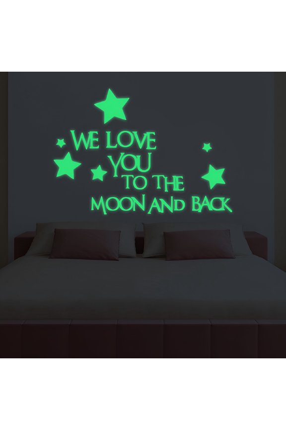 We Love You To The Moon And Back 3D Star Glow In The Dark Luminous Wall Stickers