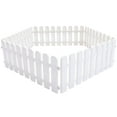 thumbnail image 1 of LAMIRO White Plastic Picket Fence,5Pc Set of Premium White Plastic Garden Picket Fences with Decorative Edging for Landscaping and Easy to Install Panels, 1 of 7