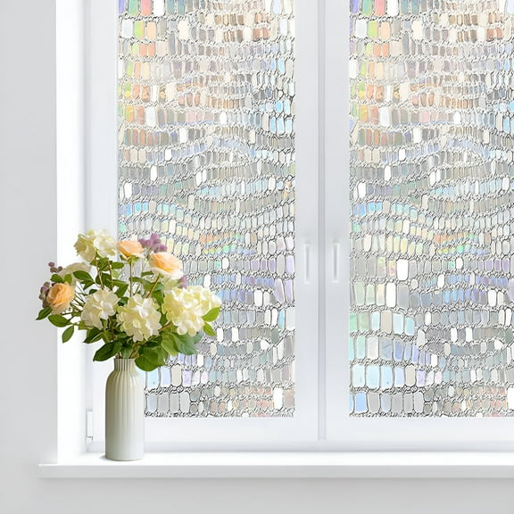 LAMIRO Window Privacy Film 23.6'' x 78.7'',Static Rainbow Window Clings for Glass,Non-Adhesive 3D Window Film Decorative,for Home,Office,Classroom,Garage