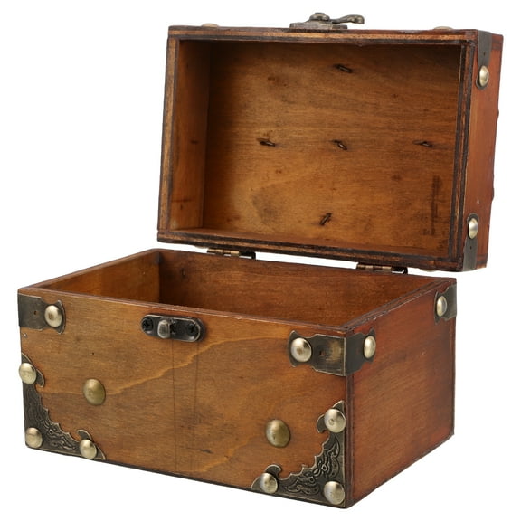 LAMIRO Wood Keepsake Box Case with Hinged Lid Vintage Treasure Chest for Jewelry Trinket Box Crate Trunk Organizer