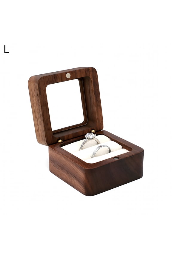 Wood Single Ring Box - Walnut Storage - Wooden Box for Engagement Rings, Promise Rings & Wedding Bands - Proposal Ring Box - Rustic Jewelry Box for Mr and Mrs