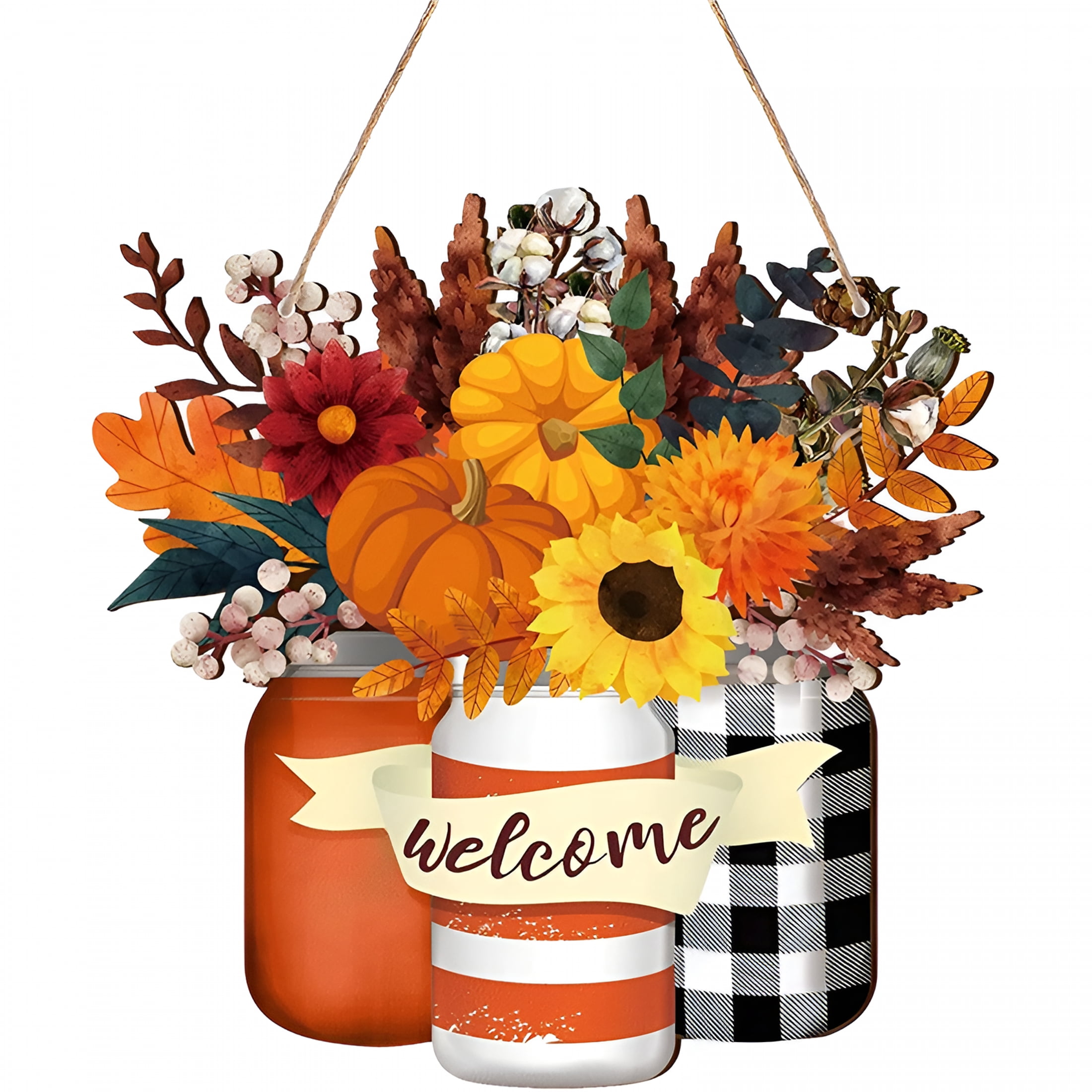 Welcome Sign Fall Decor LAMIRO Wooden Door Sign,fall door decor,fall door sign,fall welcome ...