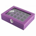 thumbnail image 1 of LAMIRO Wooden Jewelry Storage Boxes Cover Jewelry Organizer Portable 24 Grids Earring Box Rings Display Box for Women Girls (Purple), 1 of 7