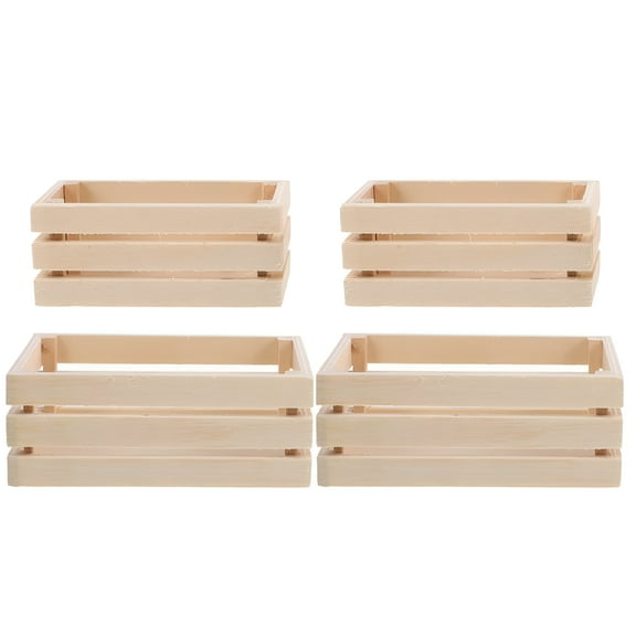 LAMIRO Wooden Mini Crates for Crafts with Rustic Khaki Color,for Decor and DIY Projects Wooden Crates for Display (4 Pieces)