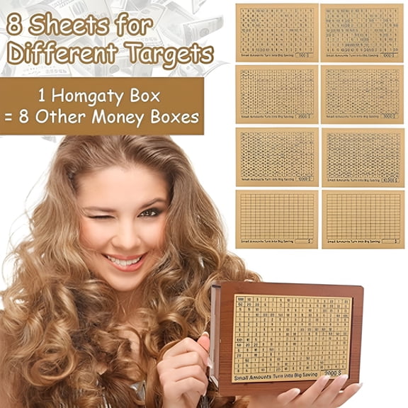 LAMIRO Wooden Piggy Bank Secure,Piggy Bank for Adults Reusable Savings Box for Adults & Kids | Save Up to $10,000