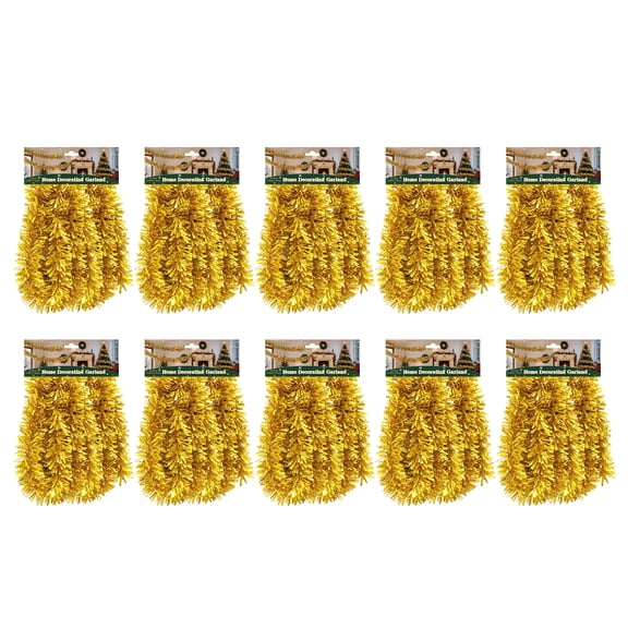 LAMPHOME 10 PACK 10ft Laser Garland, 4in Wide, Indoor Outdoor Decor for Christmas, Wedding, Home & PartyGolden