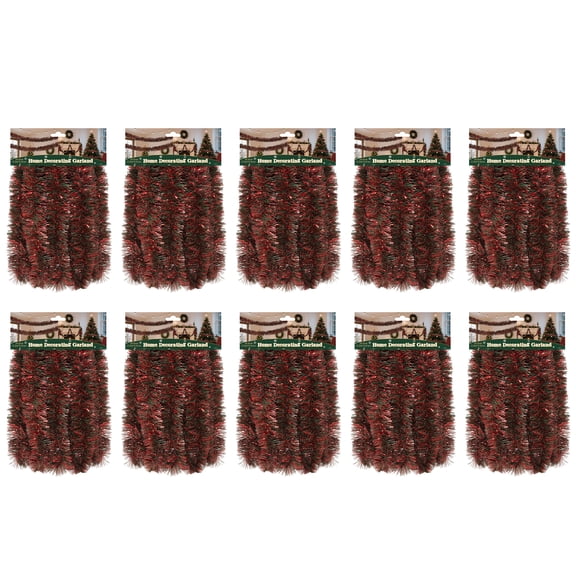 LAMPHOME 10 Pack 18ft Classic Green+Red Garland, 3.25in Wide, Christmas-Themed Indoor Outdoor Decor for Wedding, Home & Party