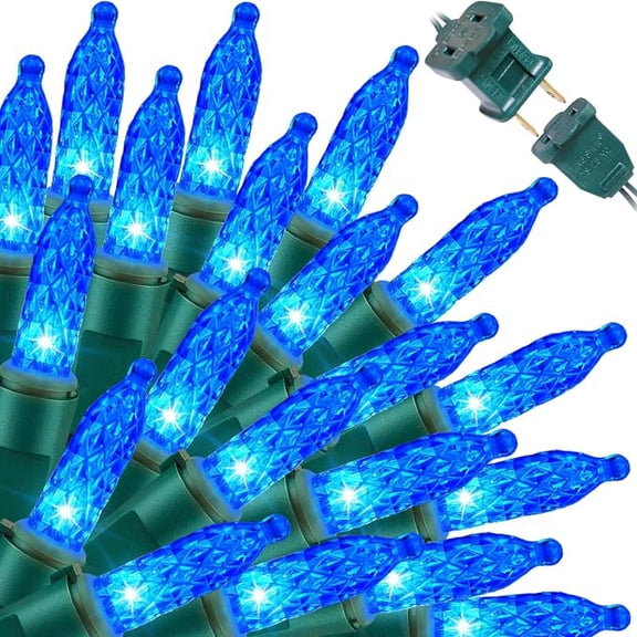 LAMPHOME 100 LED 21.6FT Christmas M5 LED Holiday LightsProfessional Grade Indoor Outdoor Diamond Cut Sparkle Strings Light for Home Decorations and Christmas Trees - Blue