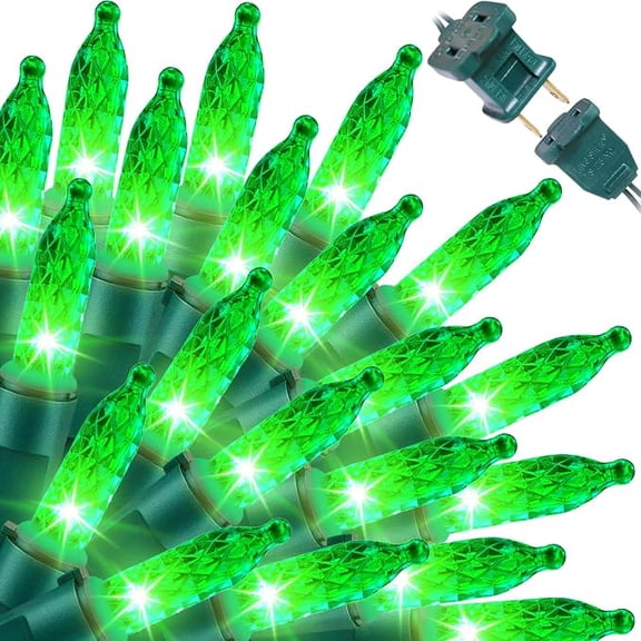 LAMPHOME 100 LED 21.6FT Christmas M5 LED Holiday LightsProfessional Grade Indoor Outdoor Diamond Cut Sparkle Strings Light for Home Decorations and Christmas Trees - Green