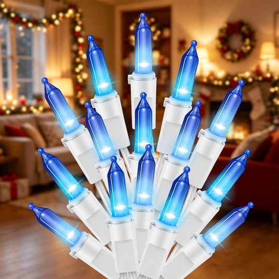 LAMPHOME 100 Mini LED Blue String Lights, 21.6FT Christmas Lights, Indoor & Outdoor Decor for Holiday, Wedding, Party and Independence Day