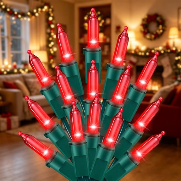 LAMPHOME 100 Mini LED Red String Lights, 21.6FT Christmas Lights, Indoor Outdoor Decor for Holiday, Wedding, Party & Independence Day
