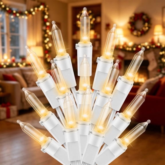 LAMPHOME 100 Mini LED Warm White String Lights, 21.6FT Christmas Lights, Indoor & Outdoor Decor for Holiday, Wedding, Party and Independence Day