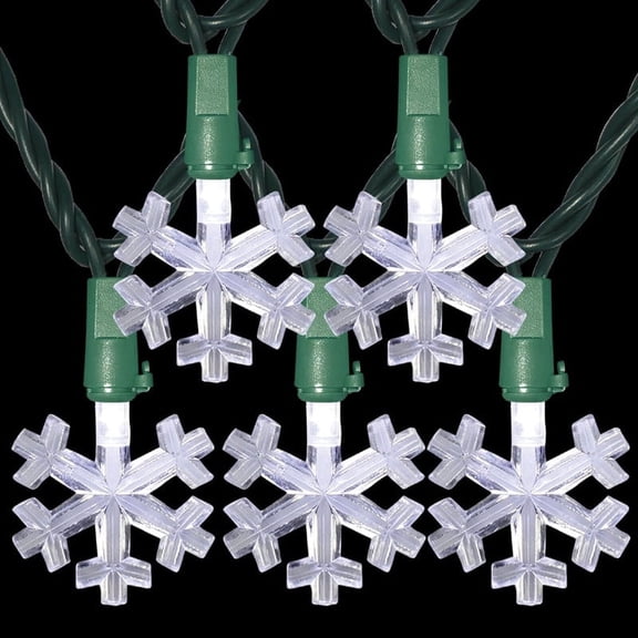 LAMPHOME 12.8ft 50 LED Snowflake Fairy Lights, Cool White Christmas String Lights, Waterproof Decorative Lighting for Home, Patio, Lawn, Garden & Holiday Party