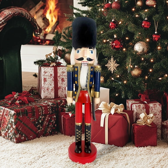 LAMPHOME 15Inch Wooden Soldier Nutcracker Christmas Decor - Festive Christmas Nutcracker Gift, Winter Indoor Decoration for Table, Desktop & Fireplace