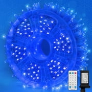 LAMPHOME 165ft 500 LED Blue String Lights, 16 Modes Waterproof Plug-in Lights for Christmas and Holiday Decor