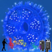 LAMPHOME 165ft 500 LED Blue String Lights, 16 Modes Waterproof Plug-in Lights with Christmas Music Function for Christmas and Holiday Decor