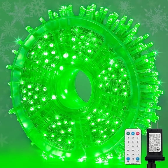 LAMPHOME 165ft 500 LED Green String Lights, 16 Modes Waterproof Plug-in Lights for St. Patricks Day and Holiday Decor