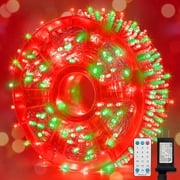 LAMPHOME 165ft 500 LED Red & Green String Lights, 16 Modes Waterproof Plug-in Lights for Christmas Holiday Decor