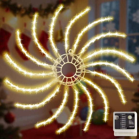LAMPHOME Rotating Wheel Lights 20 Inch 128 LED Warm White Christmas Decor