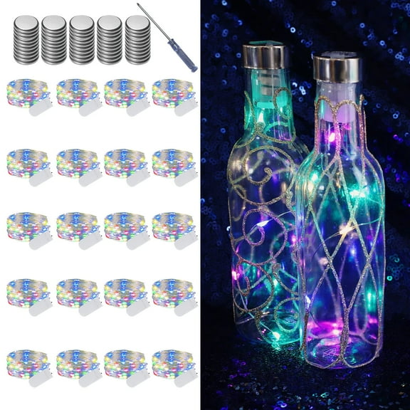 LAMPHOME 20 Pack Easter Fairy Lights Battery Operated - 7ft 20 LED Copper Wire Mini String Light Firefly for Mason Jars DIY Crafts Christmas Wedding Party Centerpiece Table Easter Decor,Multicolor