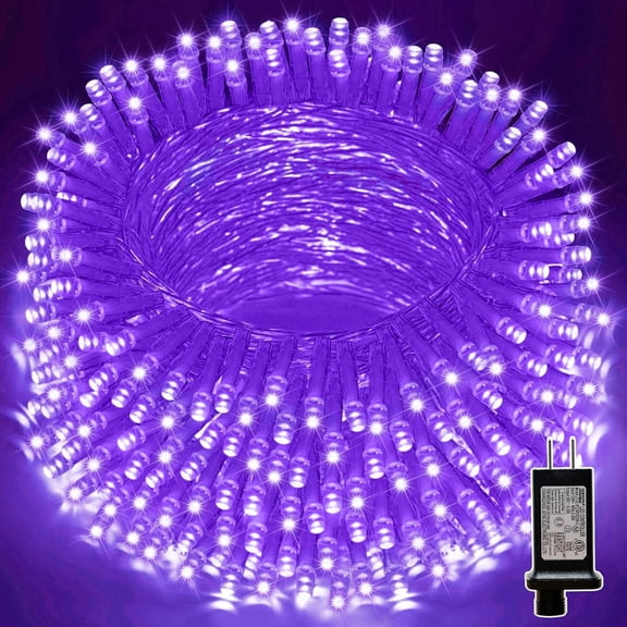 LAMPHOME 200 LED Purple String Lights - Clear Purple Wire, Multi-Function 8 Modes, 30V Plug-In, for Halloween, Parties & Mystical Decor
