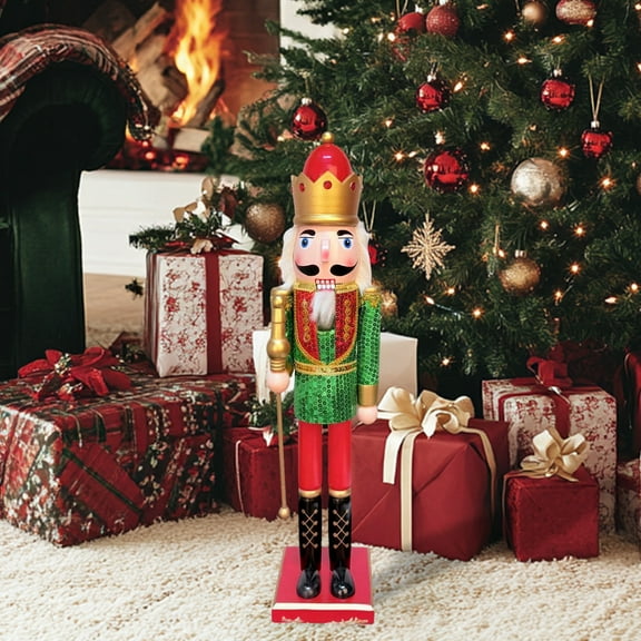 LAMPHOME 24Inch Wooden Soldier Nutcracker Christmas Decor - Festive Christmas Nutcracker Gift, Winter Indoor Decoration for Table, Desktop & Fireplace