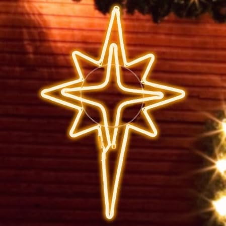 LAMPHOME 25in Polaris Star Neon Motif Light 360LED Indoor & Outdoor Holiday Decor