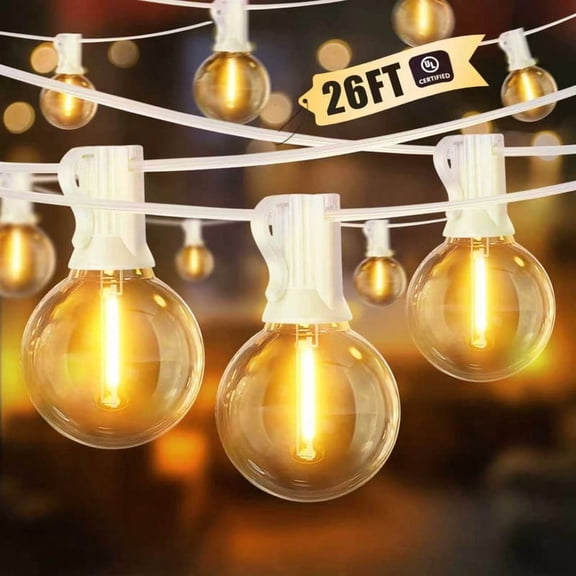 LAMPHOME 26FT Halloween LED String Lights, Warm White 12+1 Shatterproof Edison Bulbs, Waterproof Connectable Dimmable Outdoor Decor Lights