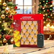 LAMPHOME 30-Count Christmas Musical Bell String Lights, 25 Holiday Songs, 7 Lighting Modes, Yellow Bulbs, Green Wire & Yellow Bells for Indoor Xmas Tree Decor