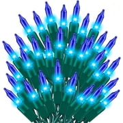 LAMPHOME 31.9ft 150 LED Blue Christmas String Lights, super bright & extendable, UL certified. Ideal for outdoor tree, garden, patio, wedding and holiday garland decor.