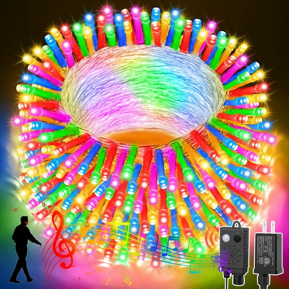 LAMPHOME 33ft Music Christmas Mini Lights,100 LED Fairy Starry String Light Plug in for Indoor Outdoor Xmas Tree Wedding Party Decoration (Four Colors)