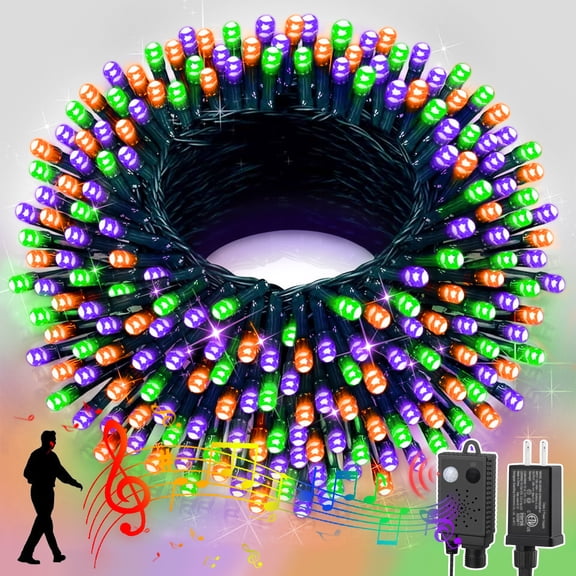 LAMPHOME 33ft Music Christmas Mini Lights (Copper Wire),100 LED Fairy Starry String Light Plug in for Indoor Outdoor Xmas Tree Wedding Party Decoration (Green)