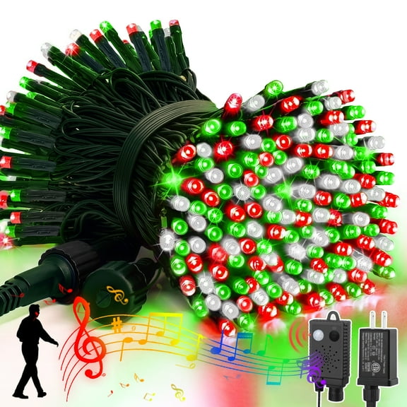 LAMPHOME 33ft Music Christmas Mini Lights (Copper Wire),100 LED Fairy Starry String Light Plug in for Indoor Outdoor Xmas Tree Wedding Party Decoration (Red)