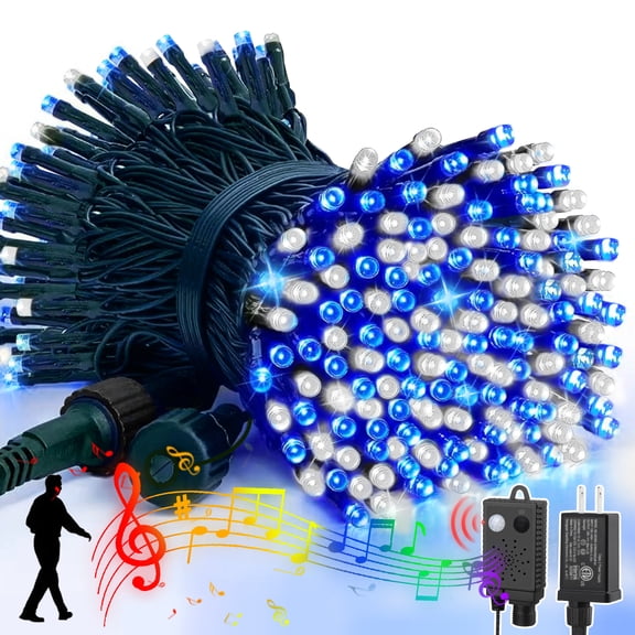 LAMPHOME 33ft Music Christmas Mini Lights (Copper Wire),100 LED Fairy Starry String Light Plug in for Indoor Outdoor Xmas Tree Wedding Party Decoration (White)