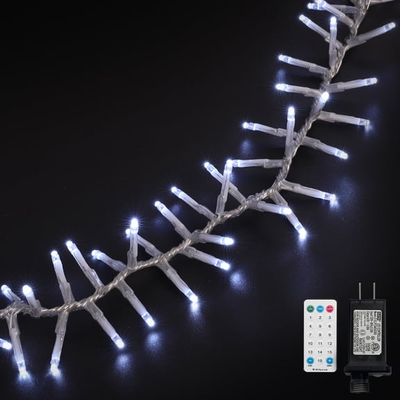 LAMPHOME 36FT 500LED Christmas Cluster String Lights - 16 Versatile Modes Clear Wire Decor, Indoor/Outdoor Safe for Xmas Tree, Home, Wedding, Party, Bedroom(Cool White)