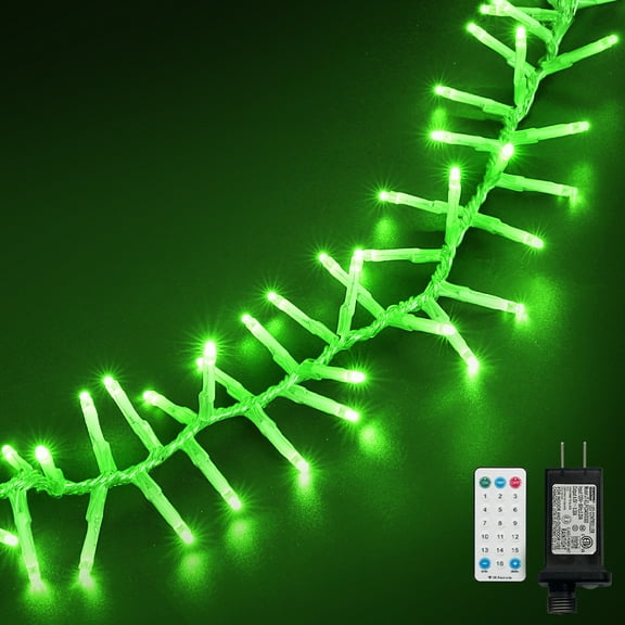 LAMPHOME 36FT 500LED Christmas Cluster String Lights - 16 Versatile Modes Clear Wire Decor, Indoor/Outdoor Safe for Xmas Tree, Home, Wedding, Party, Bedroom(Green)