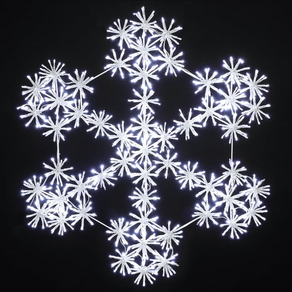 LAMPHOME 38inch 880LED Snowflake Motif Super-Bright White LEDs Outdoor Christmas Decoration with UL Standard Adaptor Waterproof for Home Party Wall Hanging