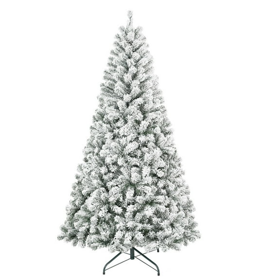 LAMPHOME 4FT Flocked PVC Round Head Tree - 233 Tips, 3-Part Wrap Design, Metal Stand for Festive Decor