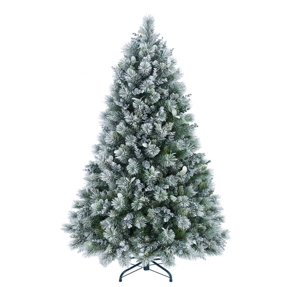 LAMPHOME 4FT Full Hard Needle Tree - 404 Tips, 2-Part Hinged Design, Metal Stand for Holiday Decor