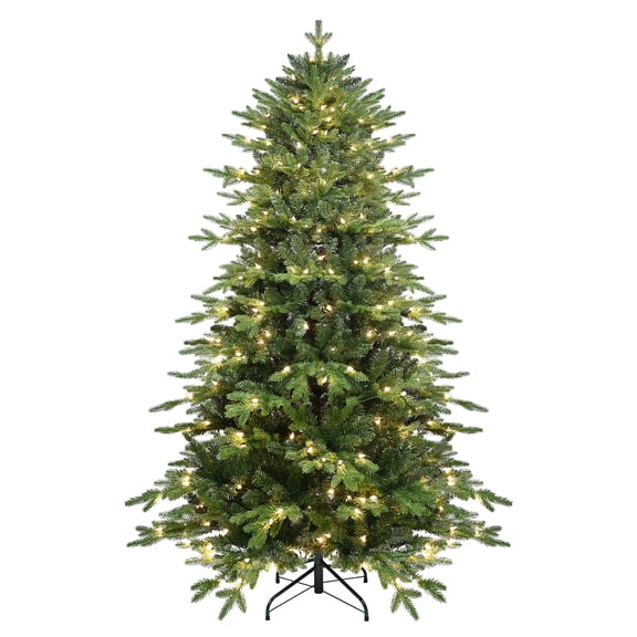 LAMPHOME 4FT Pre-Lit Automatic Hybrid Tree - 150 UL Lights, 1071 Tips, 3-Part Hinged, Metal Stand