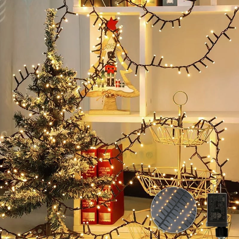 LAMPHOME 500 LED String Lights Cluster Lights - 31ft warmwhite Outdoor Waterproof Lights, Plug in Indoor String Lights with 10 Modes & Timer Memory, Twinkle String Lights for Xmas, Christmas Tree
