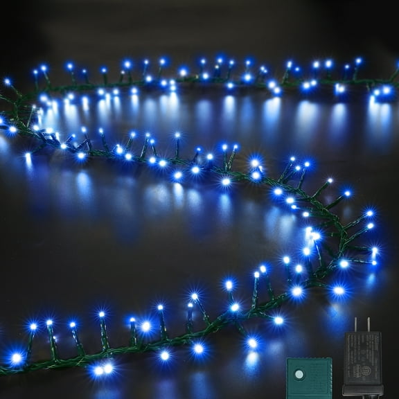 LAMPHOME 500 LED String Lights Outdoor, 11 Modes Plug in Twinkle Fairy Lights for Bedroom, 46ft 500LED Christmas Lights Cluster Lights Outdoor Waterproof -Blue