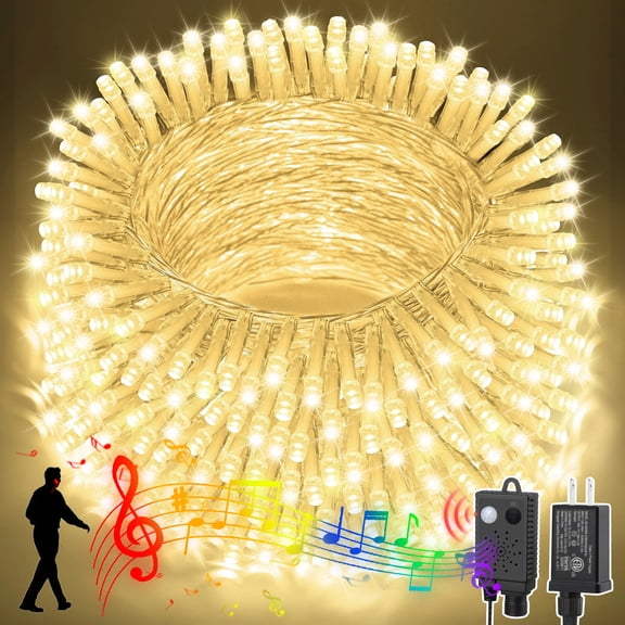 LAMPHOME 66ft Music Christmas Mini Lights,200 LED Fairy Starry String Light Plug in for Indoor Outdoor Xmas Tree Wedding Party Decoration (Warm White)