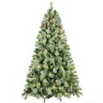thumbnail image 1 of LAMPHOME 6ft PVC/Hard Needle Mixed Artificial Pre-lit Christmas Tree with 988 Lush Branch Tips, 300 Warm White LED Lights, 66 Pine Cones, 3-Part Hinged Design, Metal Stand Xmas Tree for Holiday Décor, 1 of 10