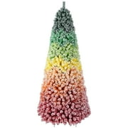 LAMPHOME 7.5FT Rainbow Flocked PVC Tree - 1927 Tips, 3-Part Hinged, Metal Stand for Festive Ambiance