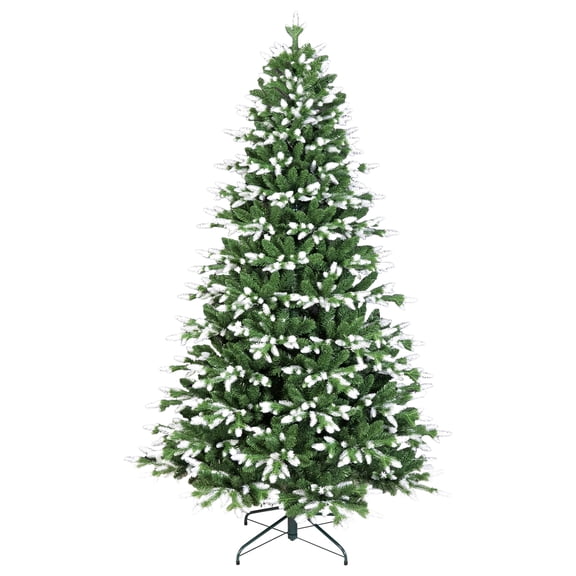 LAMPHOME 8FT Whitehead PE Automatic Hybrid Tree - 3244 Tips, 3-Part Hinged, Wood Stand for Festive Decor