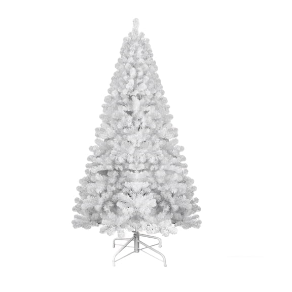LAMPHOME 8ft Pure White Artificial Christmas Tree with 1430 Lush PVC Branch Tips, 4-Part Hinged Quick-Assembly Design, Full Memory Wire Xmas Tree for Winter Holiday Décor